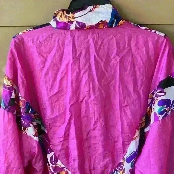 Vintage Basic Rituals Track Jacket Windbreaker Pink Color Block Floral M - Picture 7 of 11